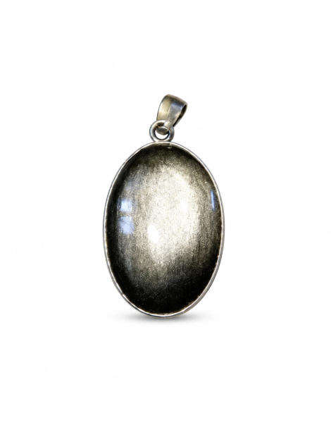 Hanger cabochon zilveren obsidiaan AA