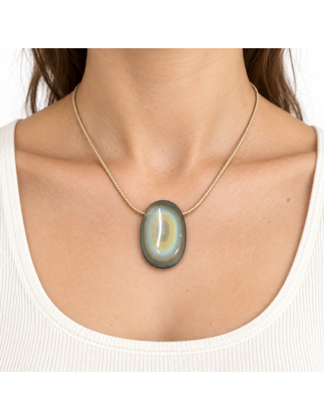 Colgante perforado de obsidiana ojo celestial AA