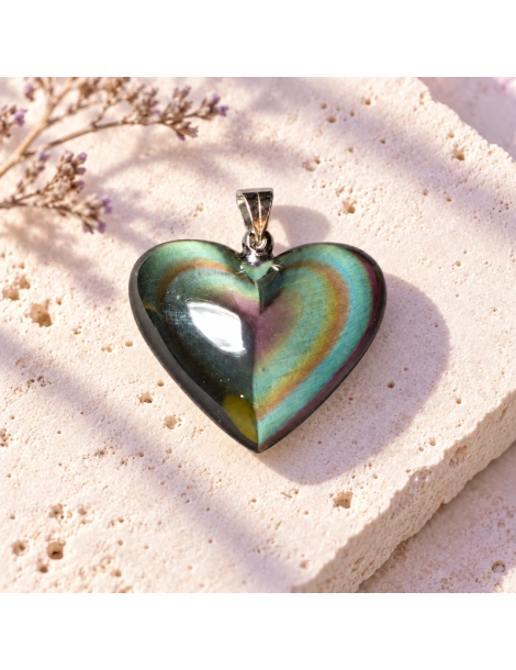 Ciondolo cuore obsidian occhio celeste