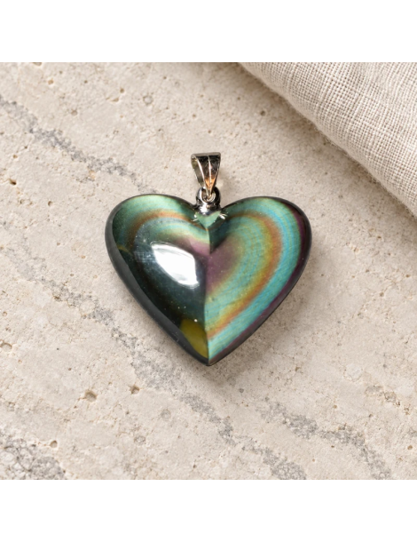 Colgante de corazón de obsidiana ojo celeste