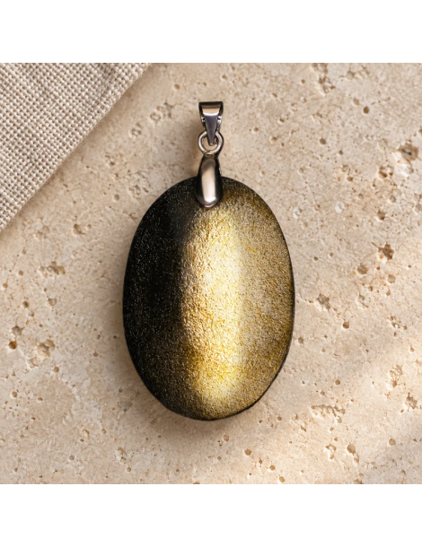 Pingente cabochão de obsidiana dourada AA