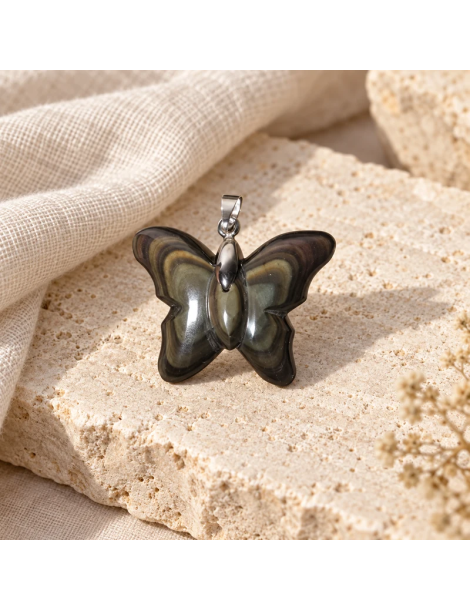 Colgante de mariposa de obsidiana ojo celestial A