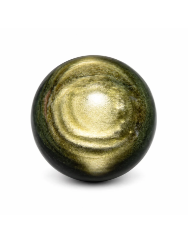 Sphère en obsidienne dorée AA du Mexique sur fond blanc – taille au choix