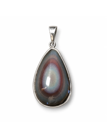 Ciondolo in ossidiana occhio celeste argento 925