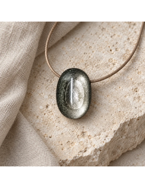 AA Silver Obsidian Pierced Pendant