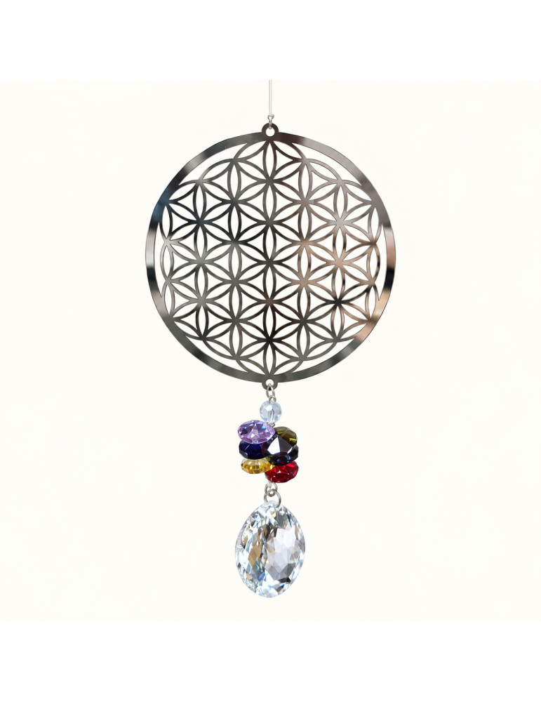 Attrape-soleil carillon fleur de vie – environ 18 pouces