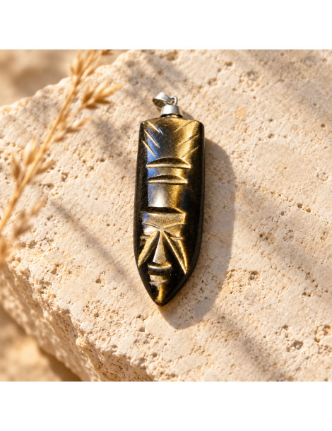 Hanger Azteekse goden gouden obsidiaan A