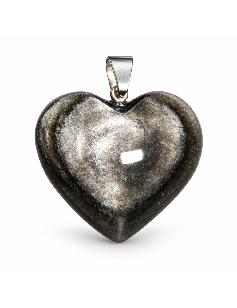 Ciondolo a cuore in Obsidiana Argentata AA