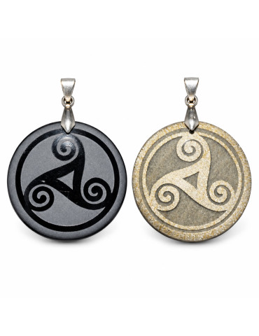 Ciondolo Triskelion ossidiana AA