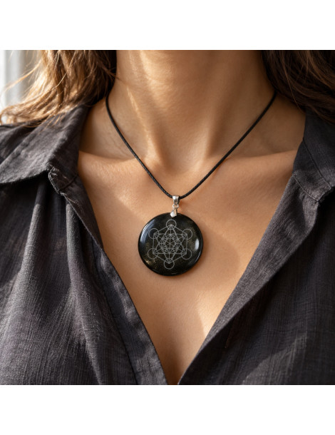 Pingente Metatron Obsidiana dourada