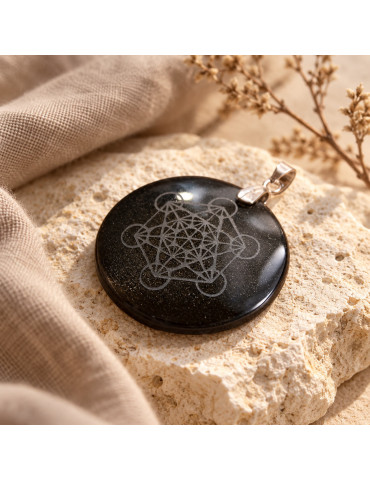 Pingente Metatron Obsidiana dourada