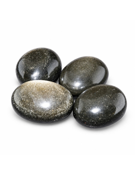 Zilveren obsidiaan trommelsteen