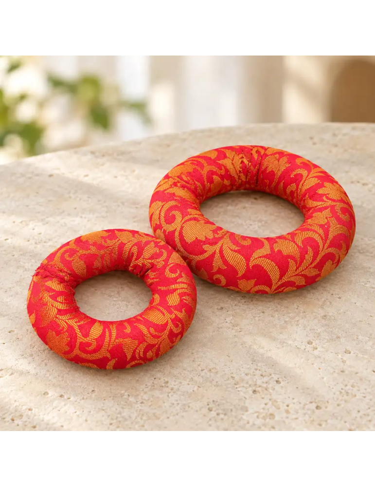Coussins pour bol chantant rouge et or en tailles 12 et 18 cm