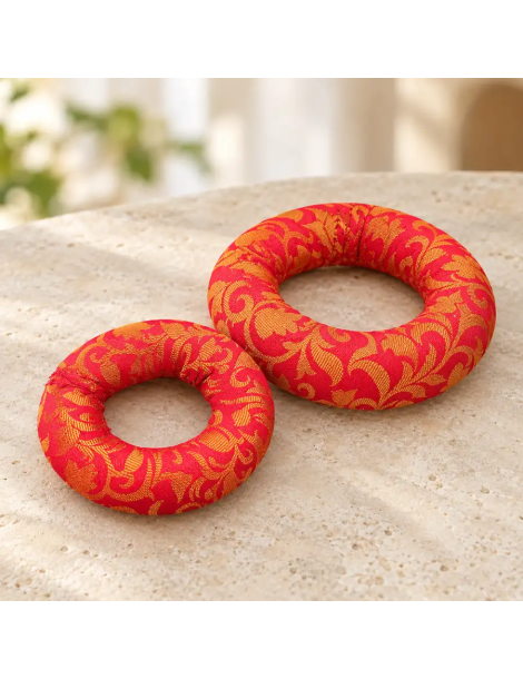Coussin pour bol chantant rouge et or – 12 ou 18 cm