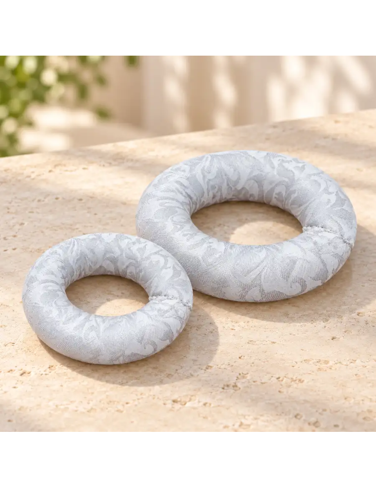 Coussins pour bol chantant blanc argenté en tailles 12 et 18 cm