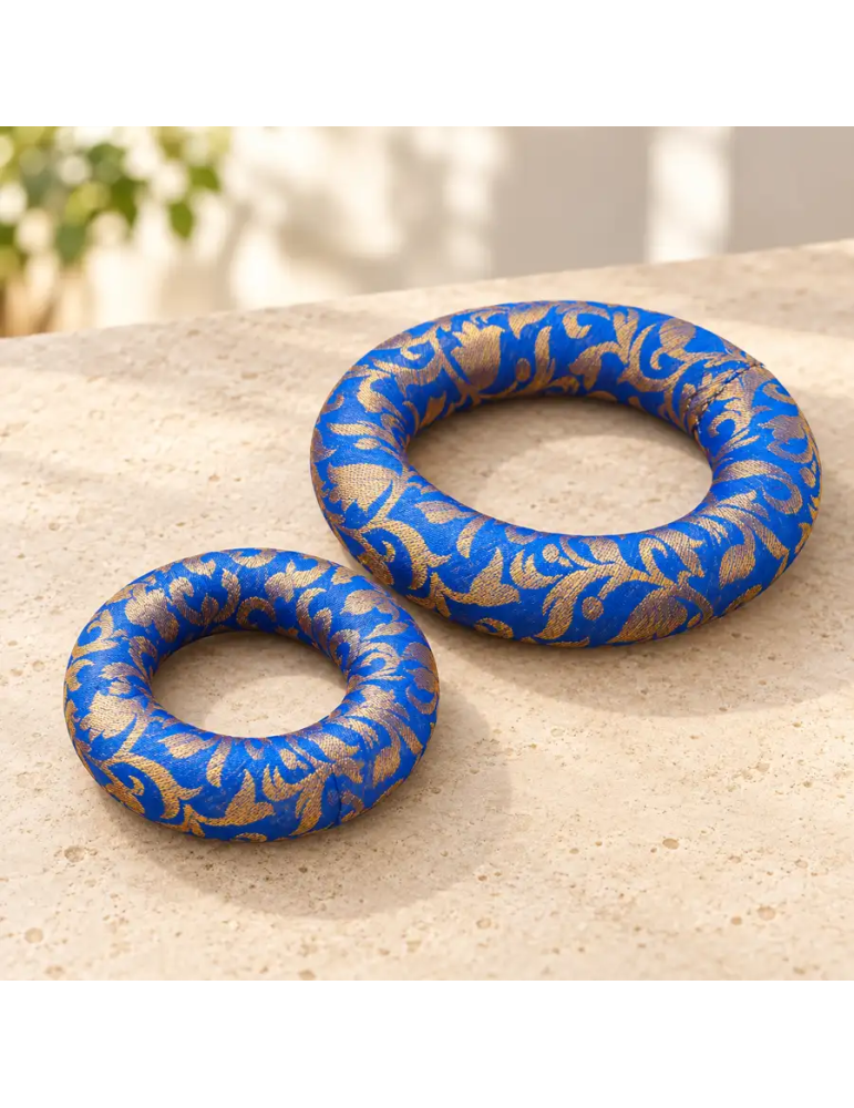 Coussin pour bol chantant bleu et or – 12 ou 18 cm