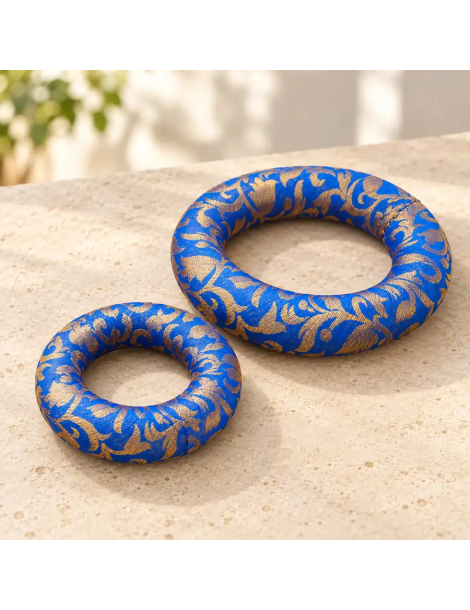 Coussin bol chantant bleu et or | 12 et 18 cm