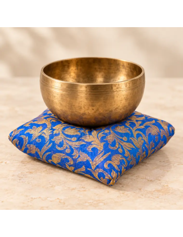 Coussin carré bol chantant bleu et or | 12 ou 15 cm