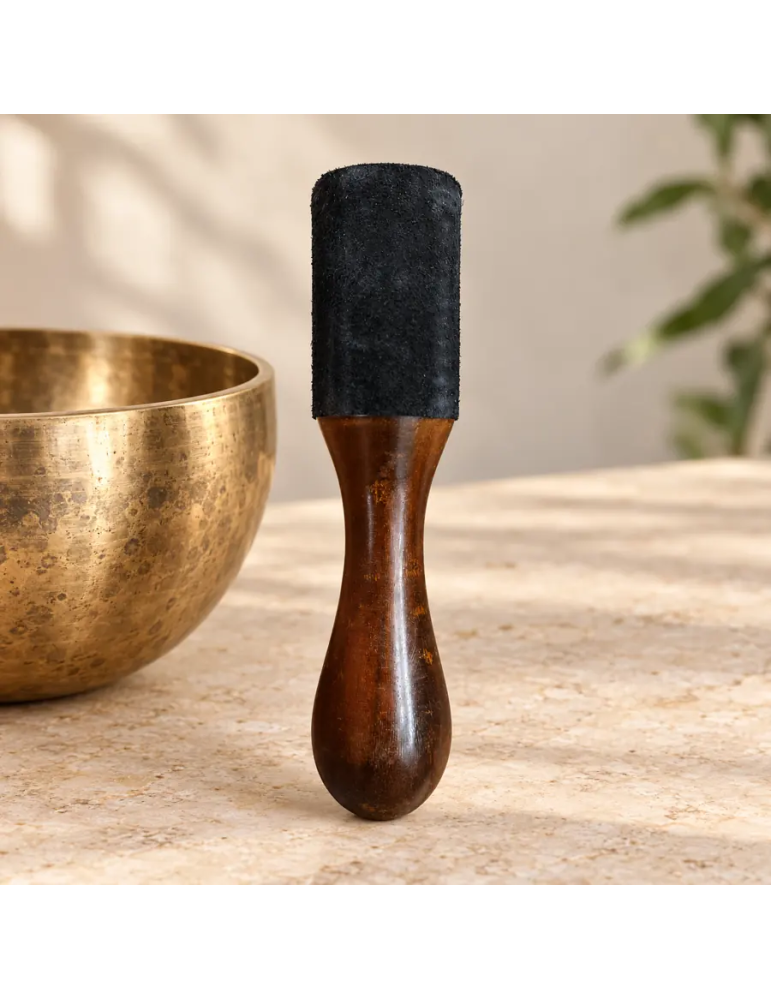 Maillet bol chantant bois et daim noir 18 × 4 cm