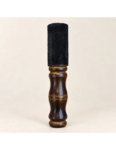 Maillet pour bol chantant en bois tourné et daim noir – 17 × 3 cm