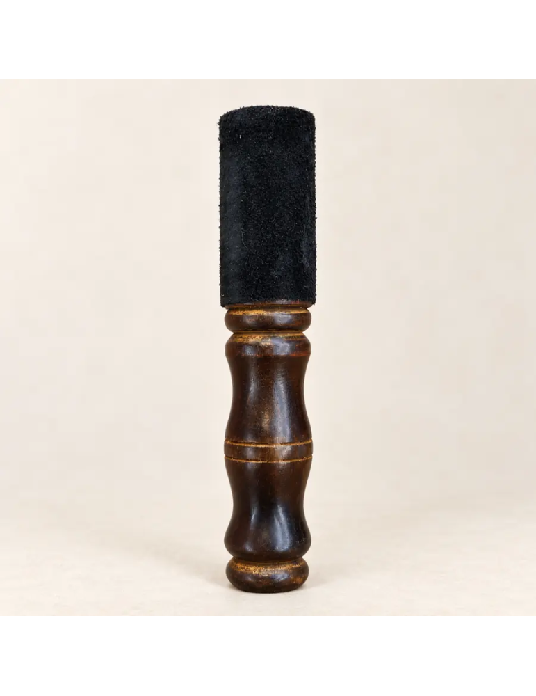 Maillet bol chantant bois tourné et daim noir 17 × 3 cm