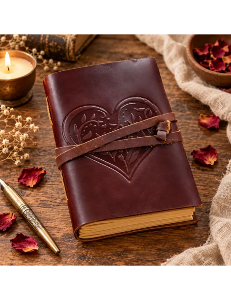 Carnet en cuir Cœur floral | MB Export