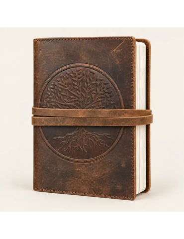 Carnet en cuir Arbre de vie en médaillon | MB Export