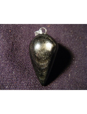 Silbernes Obsidian-Ei-Pendel