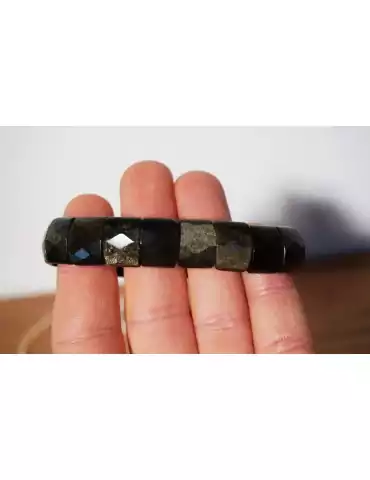 Bracelet Obsidienne Dorée facettes