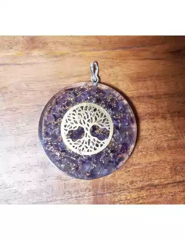 Pendentif Orgonite Arbre de Vie Améthyste