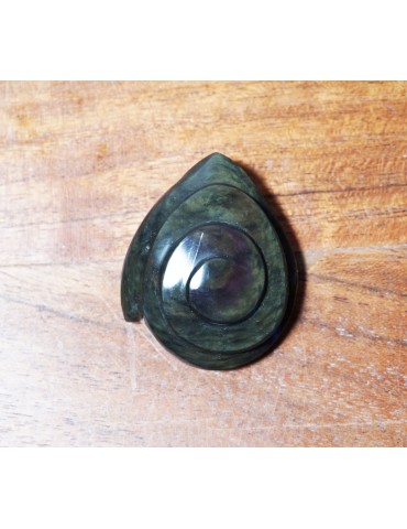 AA Huichol Manta Obsidian Spiral Pendant