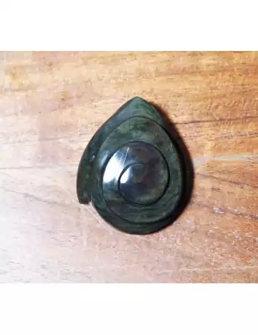 AA Huichol Manta Obsidian Spiral Pendant