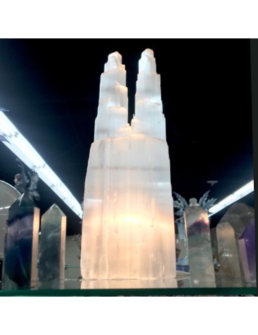 Doppia lampada da 35 cm in selenite