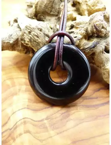 Black Tourmaline Donut Pendant