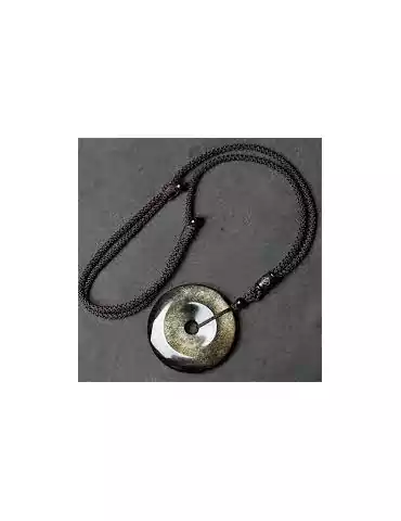 Pendentif Obsidienne Dorée donut