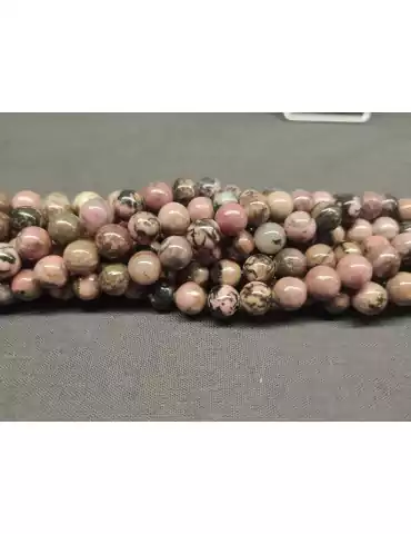 Black Line Rhodonite Bead Thread A