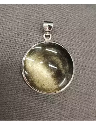 Golden obsidian pendant set in 925 silver