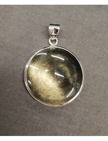 Goldene Obsidian-Anhänger in 925er Silber gefasst