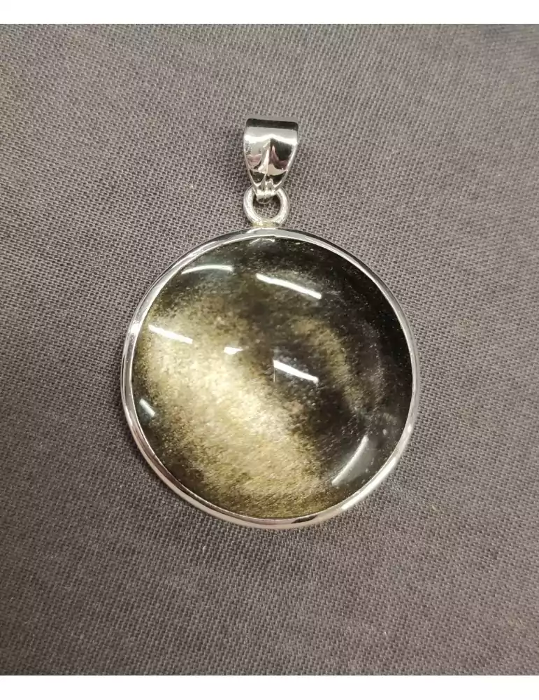 Golden obsidian pendant set in 925 silver