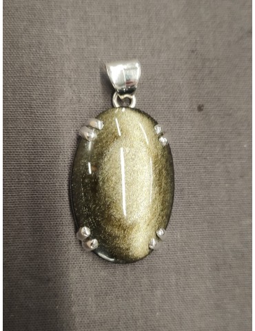 Golden obsidian pendant set with 925 silver claw