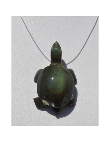 Celestial Eye Obsidian Turtle Pendant A