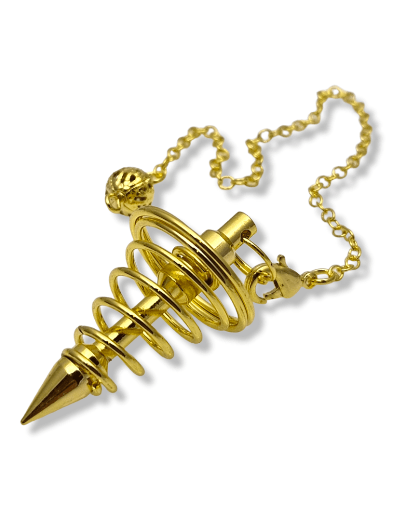 Pêndulo espiral de metal dourado