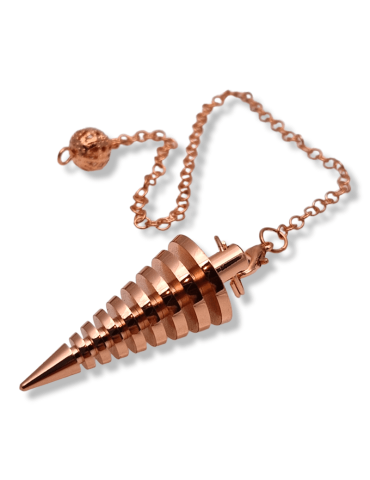 Coppery metal pendulum with striated cone