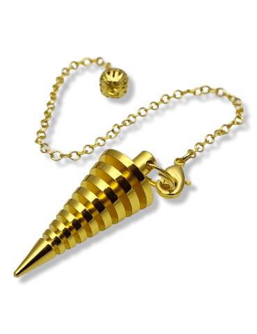 Pendule métal doré cône strié