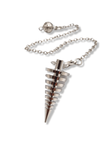 Silver metal striped cone pendulum