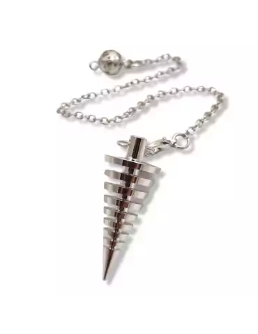 Silver metal striped cone pendulum