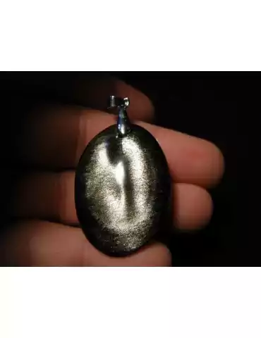 Pendentif obsidienne argentée