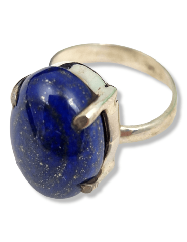 Verstelbare lapis-lazuli ring met zilverband 925