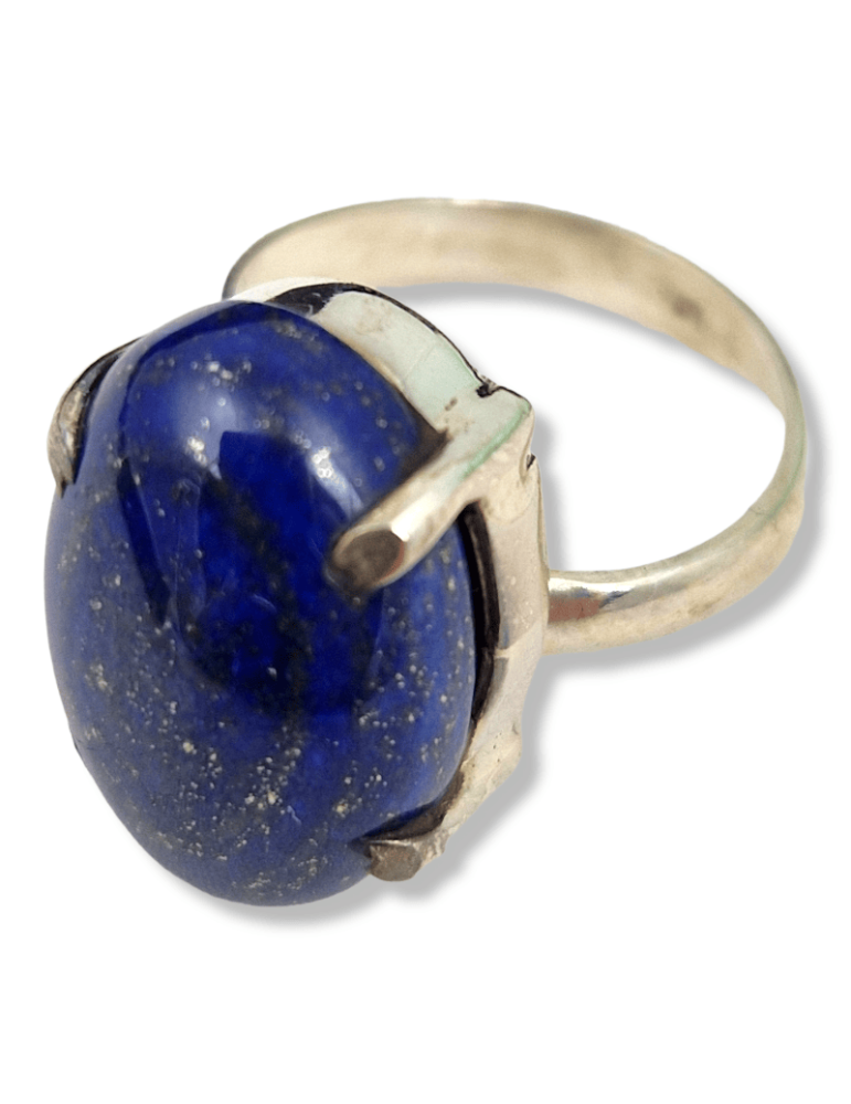 Verstelbare Lapis Lazuli ring gezet in 925 zilver