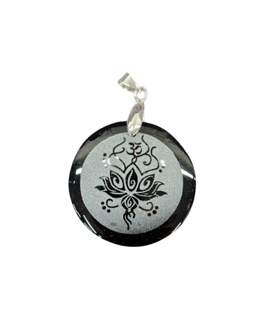 Obsidian Lotus Flower Pendant